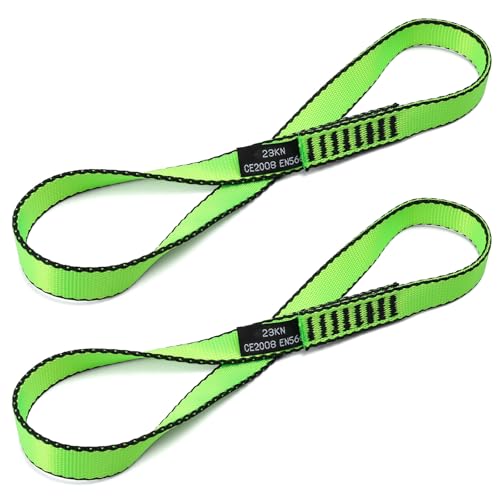 18MM Nylon Climbing Sling Runner 23KN CE2008/EN566 Strong Webbing Straps for Rock Climbing,Mountaineering, Rappelling, Swing, Yoga Hammock etc - color: Green, size: 30cm/ 12inch |Pack of 2