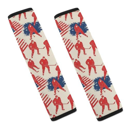 2 Pack Breathable Car Seat Belt Pad for Child, Stroller Pushchair High Chair, Ice Hockey American Flag Neck Strap Covers, Neck and Shoulder Support - color: Pattern 390