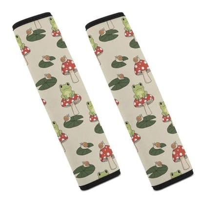 2 Pack Cute Frogs Mushroom Seat Belt Shoulder Pad Breathable Shoulder Harness Cover for Child, All Vehicles, Neck and Shoulder Support - color: Pattern 824