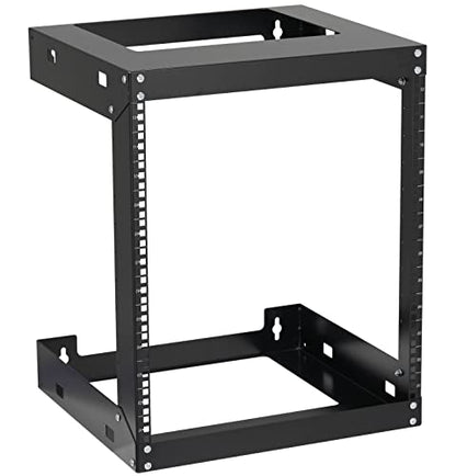 12U Wall Mount Rack Open Frame 19 Inch Server Equipment 2 Post Network Cabinet 18 inches Depth Black by Tedgetal - color: 12U