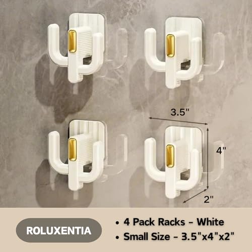 4 Pack Wall Mounted Shoe Rack - Premium Hanging Shoe Organizer Shelf with Sticky Hanging Mounts, Door Shoe Hangers with Hooks for Slippers Storage, White