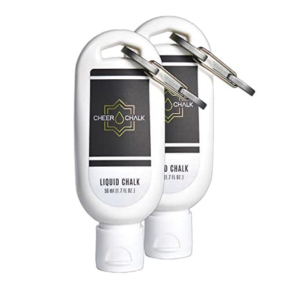 Liquid Chalk - Chalk for Elite Cheerleading - Chalk for Stunting - Chalk for Gymnastics - 50ml Bottle with Carabiner - 50 Practices Per Bottle - Maximum Grip for Safer Stunting - style: 2 Pack