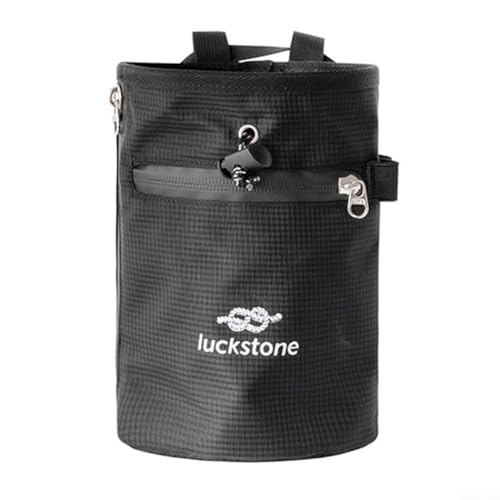 Climbing Chalk Bag, 420D Nylon with Drawstring Closure, Adjustable Waist Belt for Rock Climbing, Bouldering, Weightlifting, Gymnastics(Black) - size: Black
