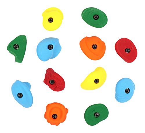 Atomik Rock Climbing Holds Set of 12 Large Bolt-On Classic Jugs in Assorted Bright Tones