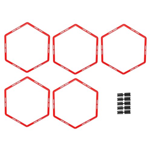 harayaa 5 Pieces Agility Training Rings Fitness Rings Ladder Training Equipment PP Material Portable for Football Basketball Tennis Badminton Rugby Suitable F - color: Red