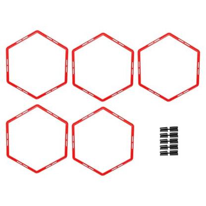 harayaa 5 Pieces Agility Training Rings Fitness Rings Ladder Training Equipment PP Material Portable for Football Basketball Tennis Badminton Rugby Suitable F - color: Red