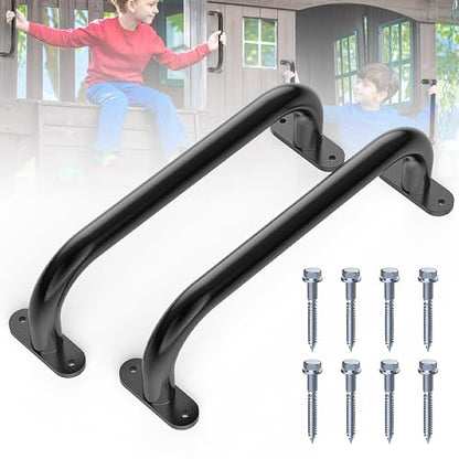 Monkey Bars for Safety Indoor,Outdoor Playground Grab Handles for Backyard,Playset Handle Accessories for Playhouse,Jungle Gym,Rock Climbing Wall Holds,Treehouse Slide-Black,13 in -2 Pcs - size: 13 in