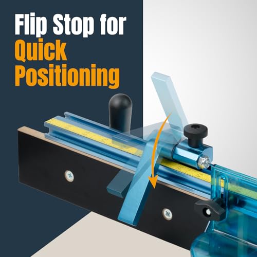 POWERTEC 3" Fence Flip Stop for Table Saw, Miter Saw, and Drill Press, T Track Accessories for Woodworking, 1PK (71367) - size: 3" Flip Stop, 1PK