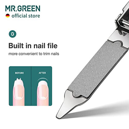 MR.GREEN Collapsible Nail Clippers Small and Thin Portable Travel Nail Scissors Cutter Stainless Steel Manicure Tools with Nail Files (Orange Leather Case+ Iron Box) Multicoloured - size: Orange Leather Case + Iron Box