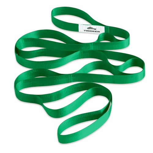 Trideer Non-Elastic Stretching Strap with Loops for Physical Therapy & Rehab, Knee Hip Leg ROM Post-Surgery, Yoga Strap for Stretching, Leg Lifter Strap Mobility Aid, Hamstring Calf Back - color: Emerald Green