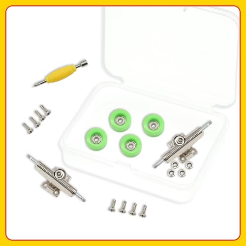 7 Pieces POM Green Fingerboard-Wheels Size 7.3mm*4.5mm Tool Set with 1 Screwdrivers 2 Alloy axles - color: Green