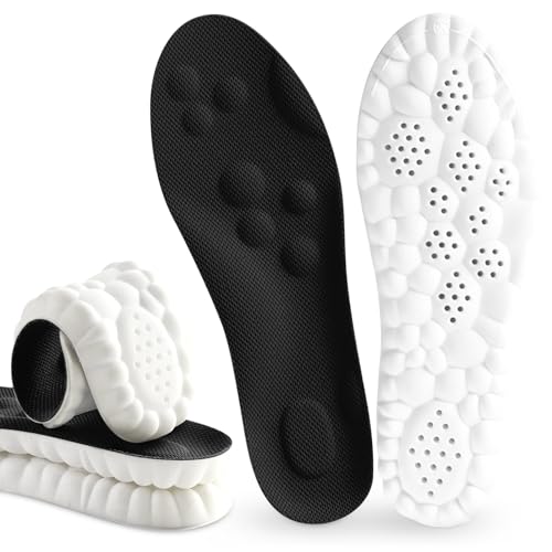 Pickleball Insoles,4D Memory Foam Arch Support Inserts, Shock Absorbing, Anti-Slip Massage Support, Breathable Comfort for Walking & Sports (Black, Men 10.5-11.5/Women 11.5-12) - color: Black, size: Men 10.5-11.5/Women 11.5-12