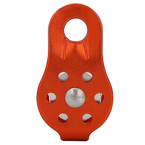 Movable Side Swing Single Pulley Mobile Side Plate Pulley 26KN Downhill Pulley Portable for Outdoor Climbing Crossing Lifting (Orange)