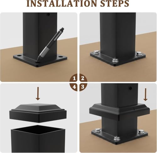Deck Post,2.8 in. x 2.8 in. x 39 in Opposite Double Side Hole Universal Middle Railing Post with Screws Ending Support Post for Deck Porch Balcony Stair Railing System - size: 39 In Opposite Post