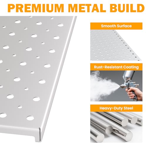 Pegboard Smith Metal Pegboard Panels, 16" x 12" Heavy-Duty Steel Peg Boards for Garage Tool Storage, Wall-Mounted Pegboard Organizer System (Pack of 4, Gray) - color: Gray