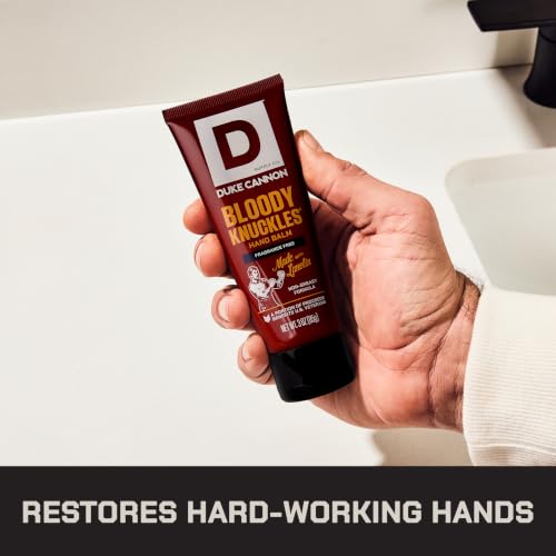 Duke Cannon Supply Co. Bloody Knuckles Hand Repair Balm for Men - 3 oz Travel Size Hand Cream - Fragrance- Free Moisturizing Cream for Dry Cracked Hands - Non-Greasy Lanolin Formula - size: 3 Ounce (Pack of 1)
