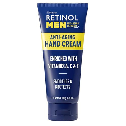 LIVAURA Retinol Hand Cream for Men - Anti-Aging Hand Moisturizer, 3.4 oz | Available for Men & Women; Vitamin-enriched formula; Helps soften rough skin; Lightweight daily hydration; Non-greasy finish - style: Men's Hand Cream