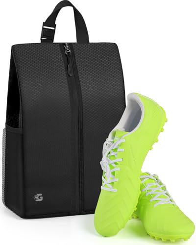 GLORIEROO Smell Proof Shoe Bags for Travel-Soccer Cleat Bag Smell Proof with Active Carbon Fabric | Odor-Absorbing Water-Resistant Track Shoe bags for Sports (Black with Black, UP TO US11) - color: Black with Black, size: UP TO US11