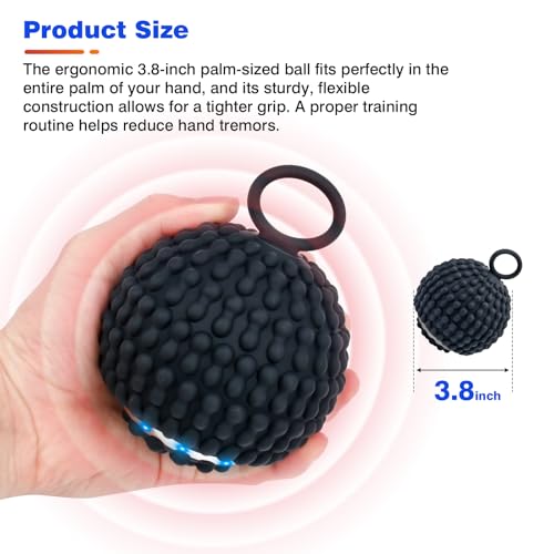 Yitrust 4 Speed Vibrating Massage Ball Rechargeable Vibration Therapy Ball for Hand Tremor & Parkinson's Support - Physical Therapy Massage Device Elderly-Friendly Design