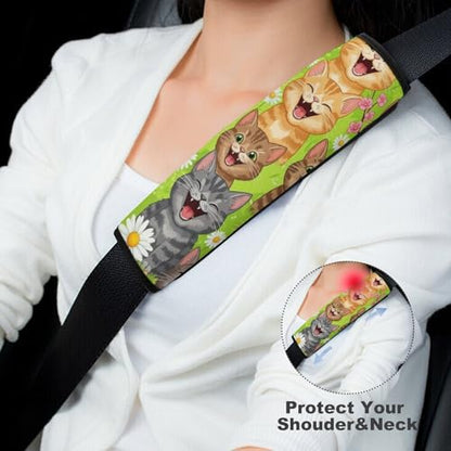 2 Pack Universal Fit Car Seat Belt Pad for Adult Use, All Vehicles, Funny Cats Seat Belt Covers Cushion, Anti-Slip Pad - color: Pattern 800