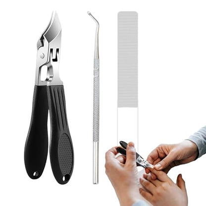 Slanted Nail Clippers Heavy Duty Portable Nail Trimmer | Stainless Steel Toenail Trimmer for Kids Adults Seniors Men Women Home Office School Travel Fingernails - color: Black