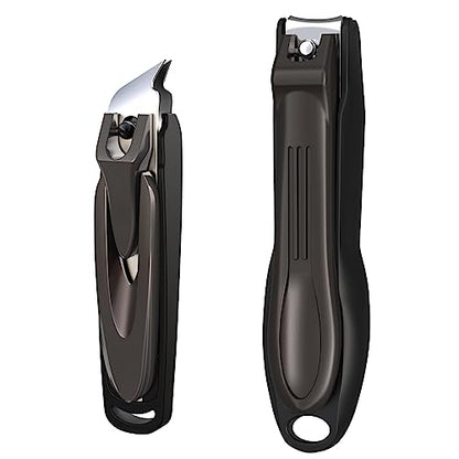 GLAMFIELDS Nail Clipper with Catcher, Large Fingernail Toenail Clipper,Slanted Edge Nail Clippers Leather Case Packed Good Gift for Men and Women 2PACK Large/Small - size: 2PACK Large/Small