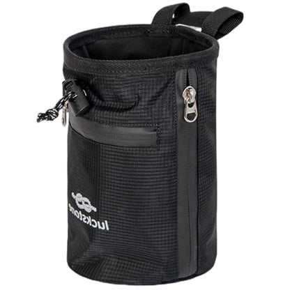 Climbing Chalk Bag 5x7.5 Fleece-Lined Waterproof 420D Oxford Chalk Bag with 24-43" Waist, Drawstring, Brush & Zipper Pockets for Men Women