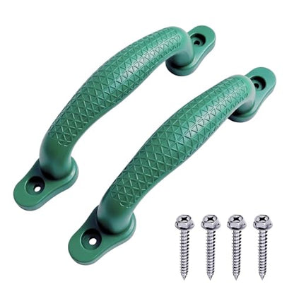 Plastic Safety Handles 2 Pcs Playground Grab Handles | Non-Slip Durable Design for Playhouse, Treehouse, Climbing Frame, Jungle Gym, Swing Set Indoor Outdoor - color: Green-2pack