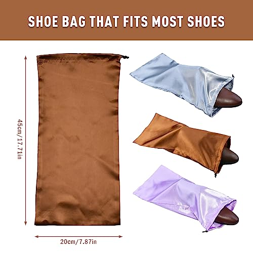 GONGKANGYUAN 10 Pack Shoe Bags for Travel Satin Fabric Shoe Bag with Drawstring for Men Women Travel Protecting Storing Shoes (Brown) - color: Brown