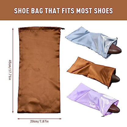 GONGKANGYUAN 4 Pack Shoe Bags for Travel Satin Fabric Shoe Bag with Drawstring for Men Women Travel Protecting Storing Shoes (Brown) - color: Brown