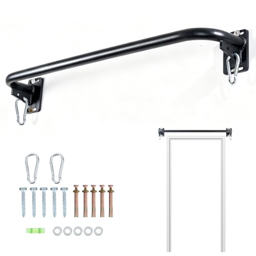 Wall Mounted Pull Up Bar, Door Frame Pull Up Bar for Home Gym, Professional Drill-Required Chin Up Bar for Secure Pullups Training | Pull-Up Bars for Men - color: Black-JY
