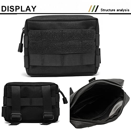 Molle Pouches, Tactical Admin Pouch Compact EDC Utility Gadget Gear Pouch Military Carry Accessory Belt Hanging Waist Bag - color: black-7"(L) * 5.1"(H)