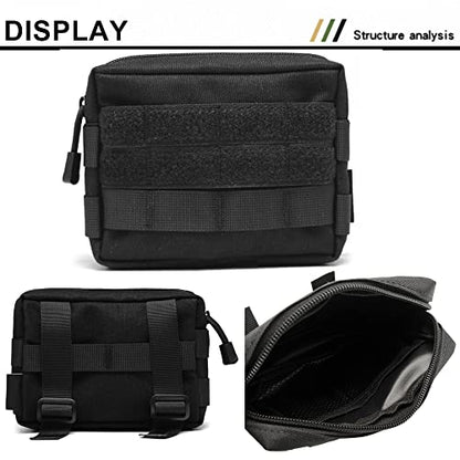 Molle Pouches, Tactical Admin Pouch Compact EDC Utility Gadget Gear Pouch Military Carry Accessory Belt Hanging Waist Bag - color: black-7"(L) * 5.1"(H)
