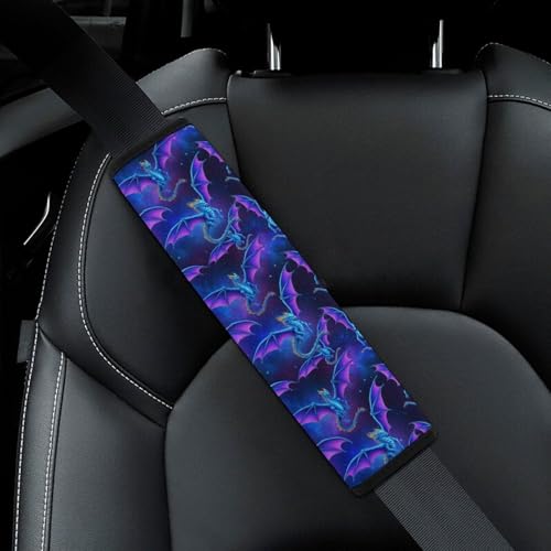 2PCS Soft Padded Car Seat Straps Shoulder Pads for Adult Use, Most Cars, Purple Dragon Arts Shoulder Protector, Shock Absorption - color: Pattern 558