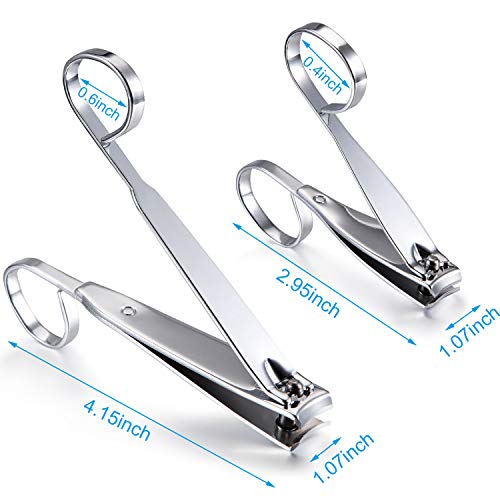 Mudder 4 Pack EZ Grip Nail Clipper Set Sharp Stainless Steel Fingernail and Toenail Clipper Cutters Trimmer Long Handle Travel Nail Kit for Men Women(Easy Grip Style)
