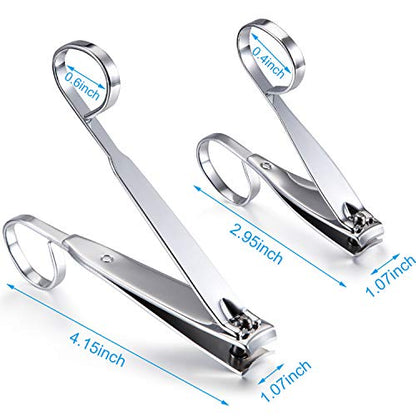 Mudder 4 Pack EZ Grip Nail Clipper Set Sharp Stainless Steel Fingernail and Toenail Clipper Cutters Trimmer Long Handle Travel Nail Kit for Men Women(Easy Grip Style)