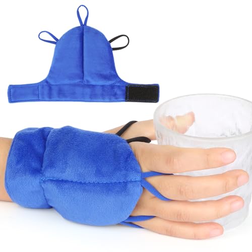 Weighted Gloves for Hand Tremors and Parkinson's, Improved Hand/Wrist Stability & Mobility, Adjustable Wrist, Weights Strengthening Tool - color: Blue, size: S（Single)