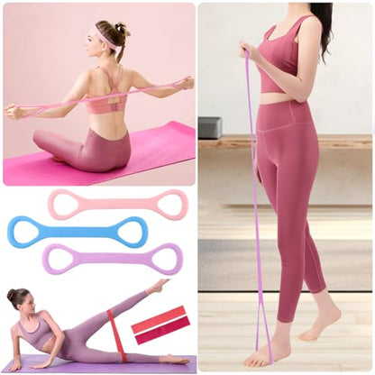 3pcs Figure 8 Resistance Band with Handles,Elastic Bands for Working Out,Arm,Back,Shoulder Training Elastic Ropes with 2pcs Rsistance Bands