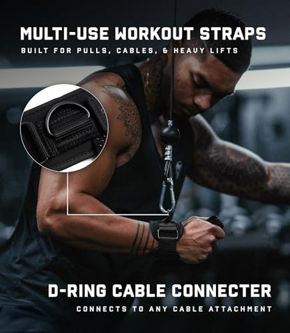 Gymreapers GripLink Lifting Straps – Heavy Duty D-Ring Weight Lifting Wrist Straps with Anti-Slip Silicone Grip Beads, Adjustable Support for Deadlifts, Powerlifting, Cable Machines & Gym Training - color: Black/White