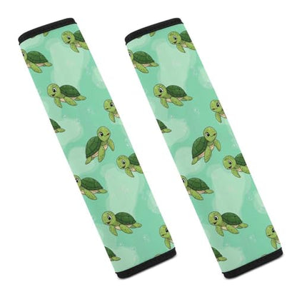2 Pack Cute Sea Turtles Green Seat Belt Cover Universal Fit Shoulder Protector for Adults and Children, Most Cars, Comfortable Driving - color: Pattern 825