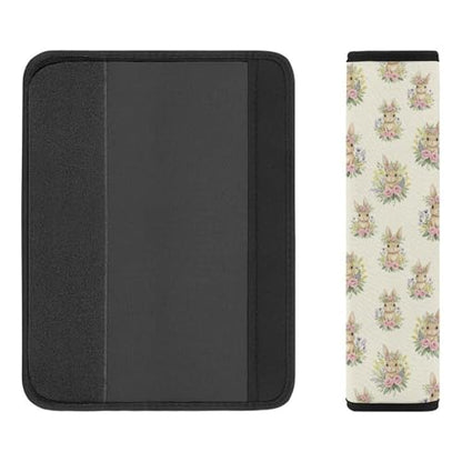 Universal Fit Seat Belt Shoulder Pad for Kids, Car Seats Pushchair Strollers High Chair Pushchair, 1 Pair Cute Bunny Rabbit Floral Cream Automotive Seat Belt Protector - color: Pattern 1008