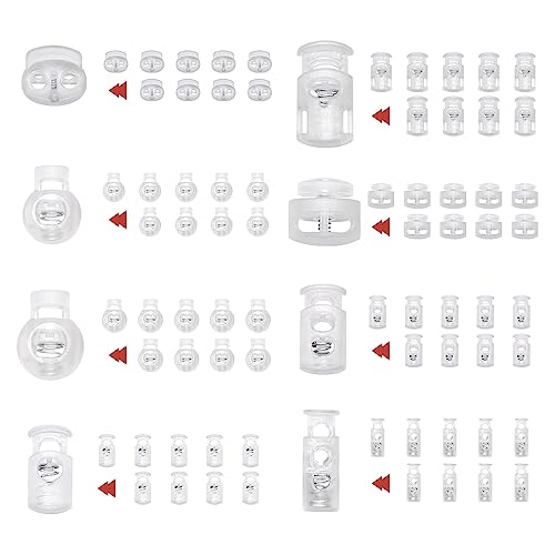 SEMINI Plastic Cord Locks Spring Toggle Stopper Cord Stops Fastener Toggles for Shoelaces, Drawstrings, Bags, Clothing - color: Transparent