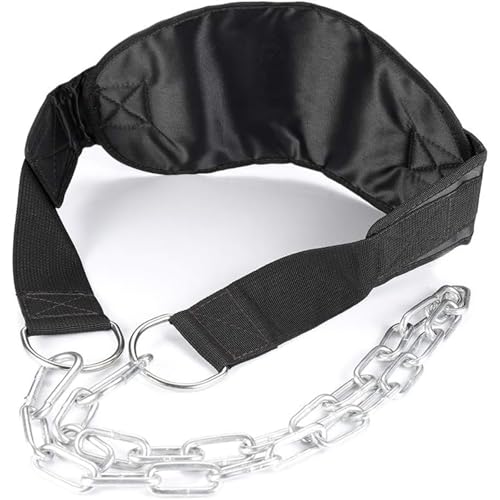 Dip Belt with Chain for Weightlifting, Pullups, Powerlifting, Crossfit, and Bodybuilding Workouts, Long Heavy Duty Steel, Comfortable Neoprene Waist Support