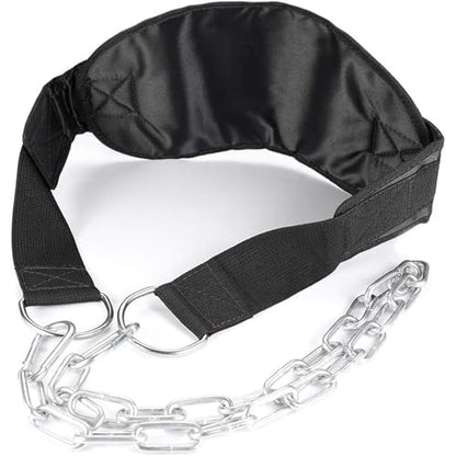 Dip Belt with Chain for Weightlifting, Pullups, Powerlifting, Crossfit, and Bodybuilding Workouts, Long Heavy Duty Steel, Comfortable Neoprene Waist Support