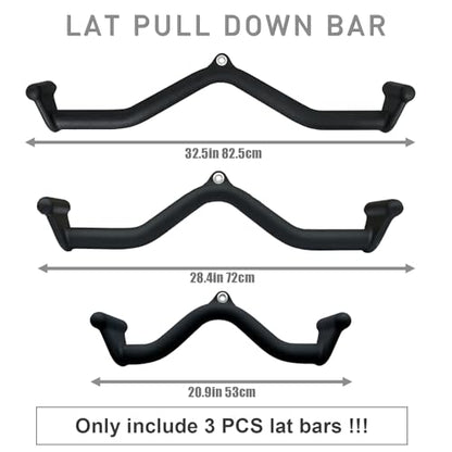 BLUSLM Lat Pull Down Bar T bar Row Attachment, V Bar Tricep Lat Pulldown Attachments, Back Strength Training Bar for Home Gym Exercise Cable Machine Attachments - color: Black 08