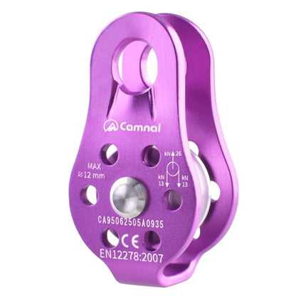Azarxis Climbing Pulley 26kN Fixed Plate Aluminum Alloy Rope Pulley Small Micro for Rescue Climbing Hauling Zipline Rigging Rappelling Heavy Duty (Purple - 26 kN) - color: Purple