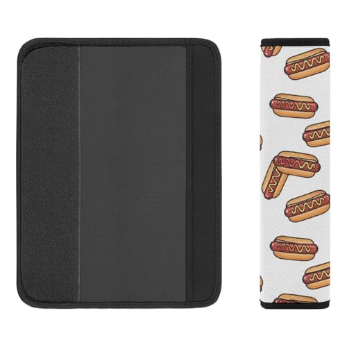 Breathable Seat Belt Shoulder Pad for Adults and Children, Stroller Pushchair High Chair, 2 Pack Hot Dog Food Neck Strap Covers Easy Install (No Tool) - color: Pattern 850