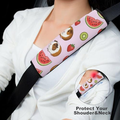 2PCS Fruit Cute Cartoon Animal Watermelon Kiwi Strawberry Guinea Pig Seat Belt Shoulder Pad Soft Padded Harness Pads Strap for Adults and Children, All Vehicles, Anti-Slip Pad - color: Pattern 1153
