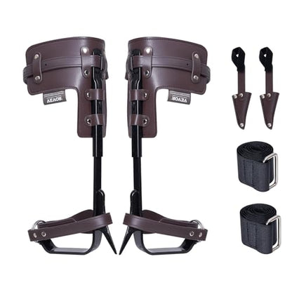 VEVOR Tree Climbing Spikes, 1 Pair Height-Adjustable Climbing Spurs, 350lbs Load Capacity Tree Climbing Gear with Straps, Arborist Equipment for Climbers, Hunting, Fruit Picking - color: Brown (Basic)