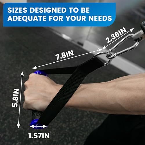 Ultra Heavy Duty Exercise Handles, Cable Handles Gym Equipment Attachment, Double D-Ring Grips, Encrypted Webbing, Blue Edge Design Non-Slip Comfort Grips - color: Blue